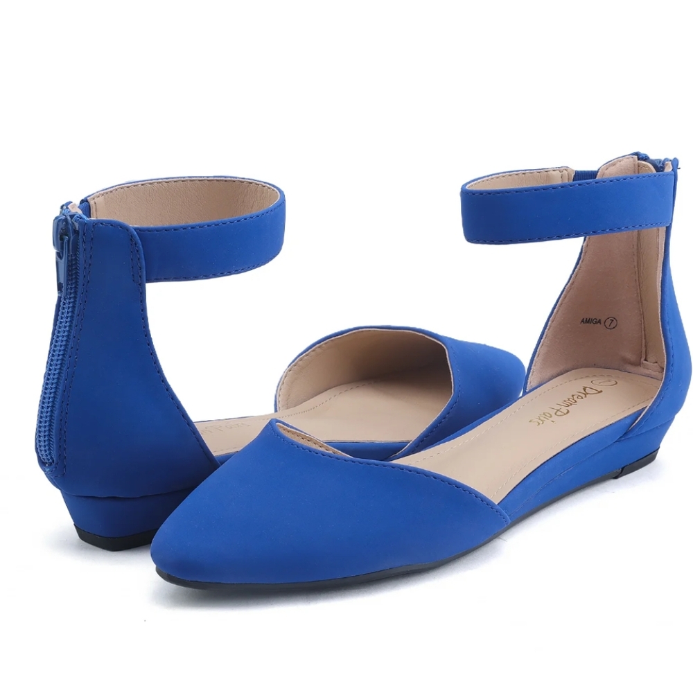 LAST CALL - Dream Pairs - Royal Blue Ankle Strap Flats - 6.5